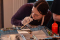 Acryl Pouring mit Strohalm im Kurs