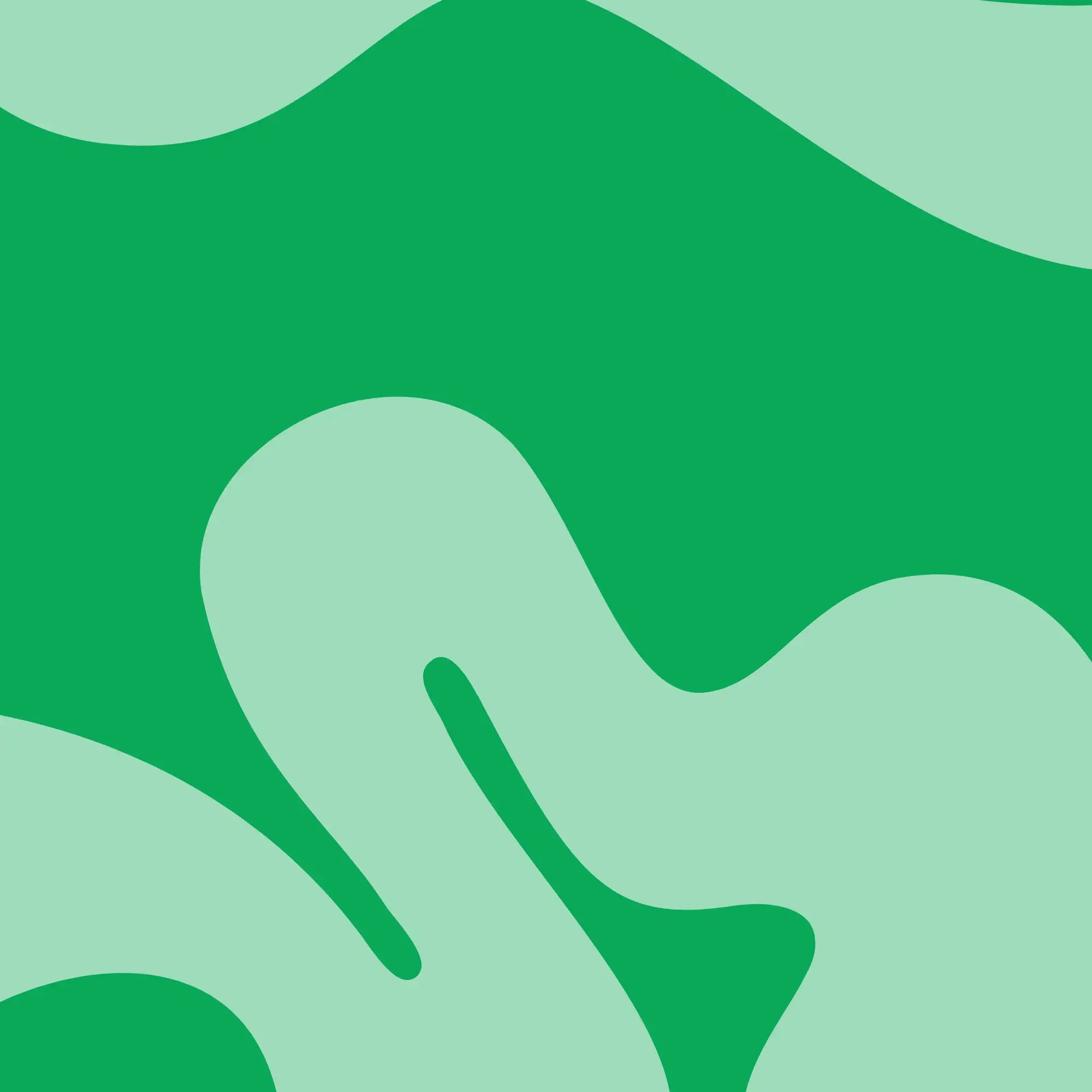 Abstraktes Kunstwerk mit fließenden, organischen Formen in verschiedenen Grüntönen.