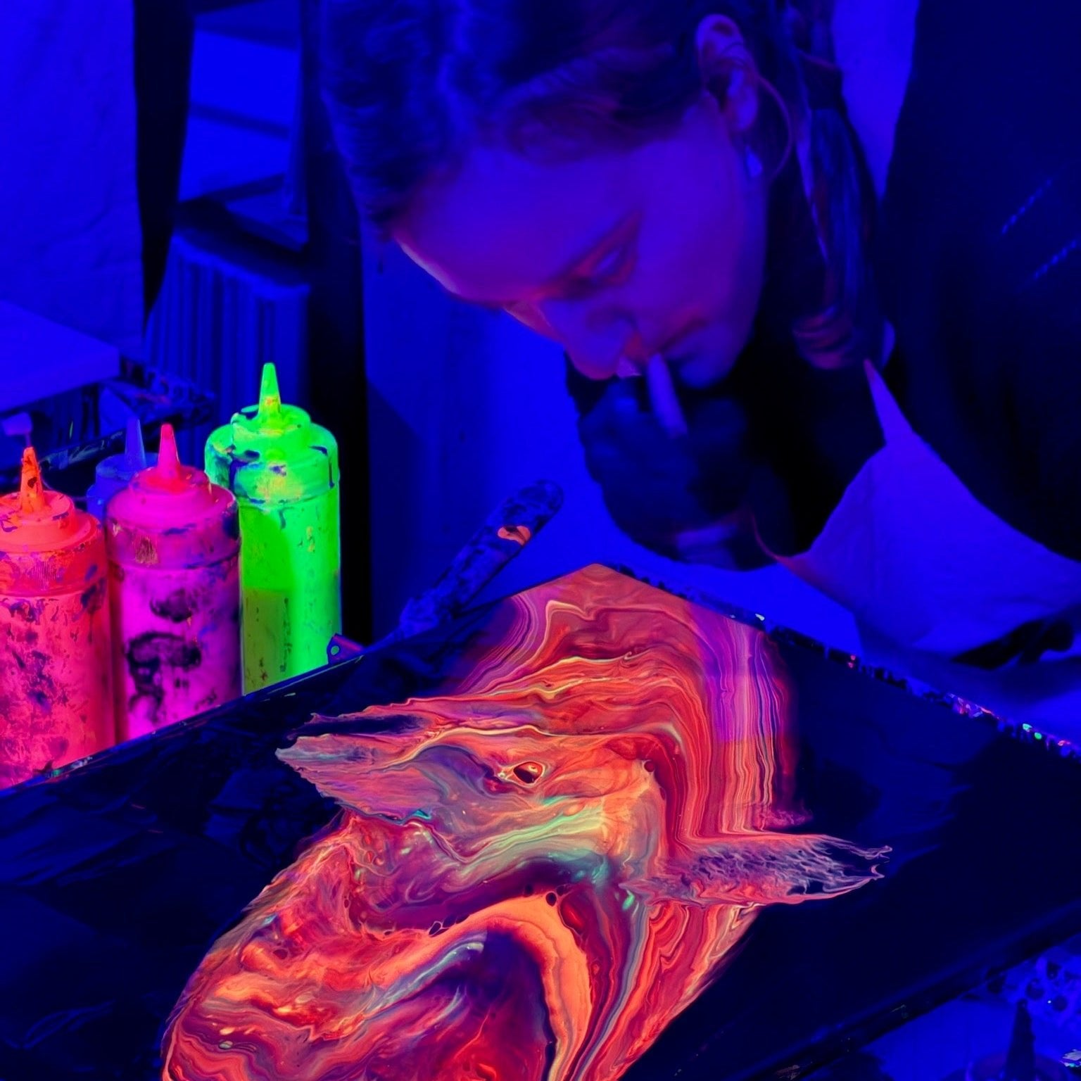 Pouring Special - Neon Night - Farbfluss Atelier