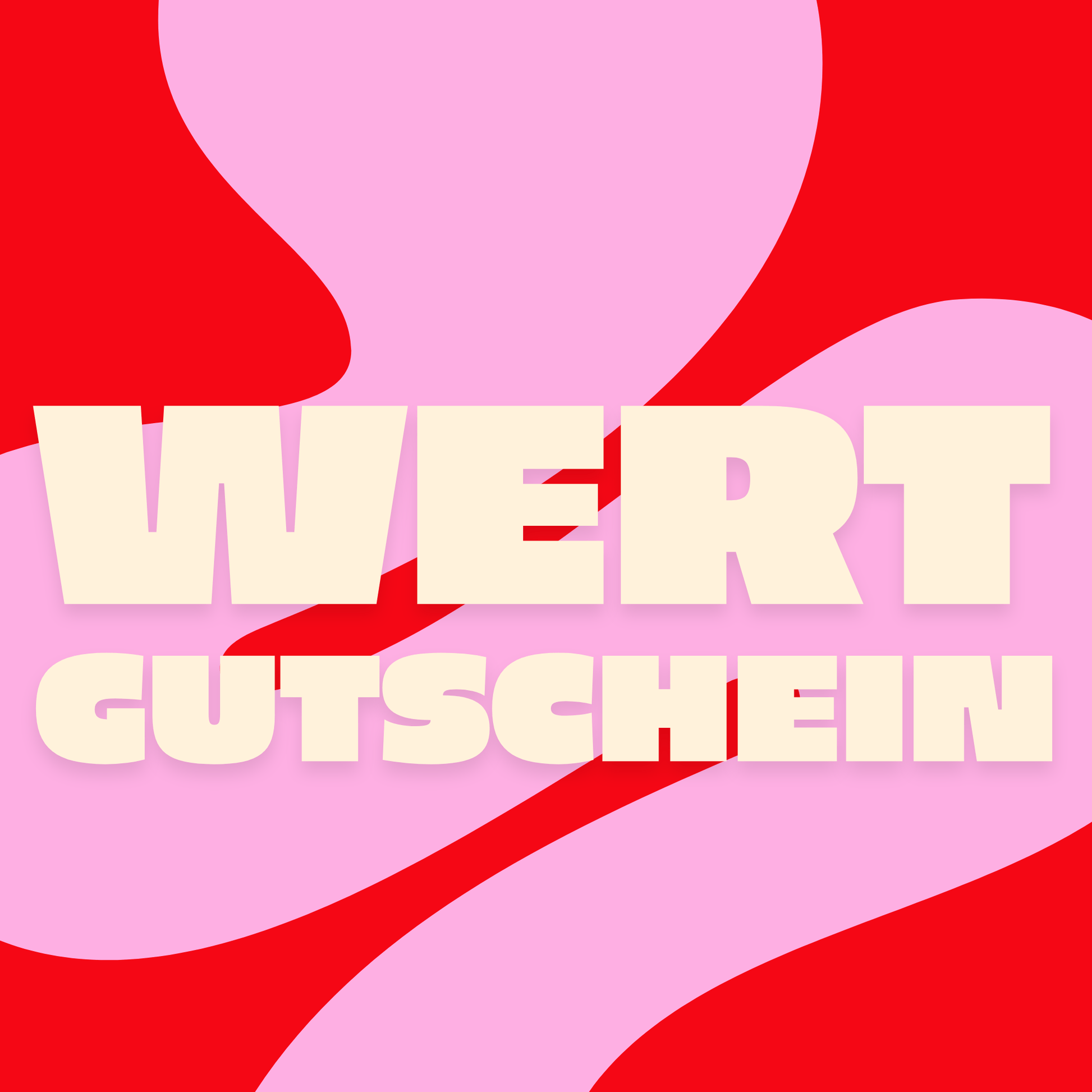 roter und rosa Hintergrund mit großer Schrift "WERTGUTSCHEIN"